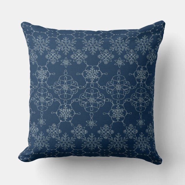 BLUE SNOWFLAKE DESIGN KISSEN (Vorderseite)