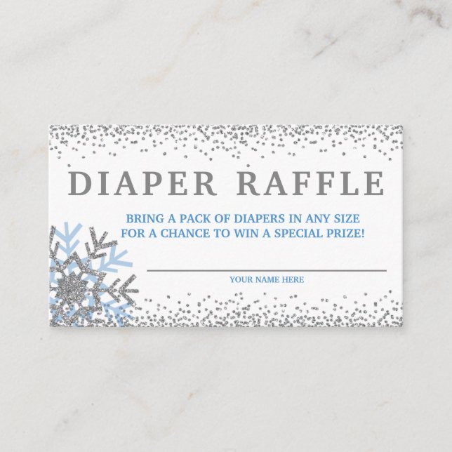 Blue Snowflake Diaper Raffelkarten Begleitkarte (Vorderseite)