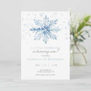 Blue Snowflake Erstgeburtstag Einladung