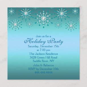 Blue Snowflake Fête Invitation