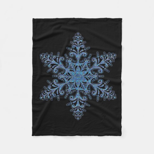 Blue Snowflake Fleece Blanket (Vorderseite)