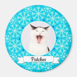 Blue Snowflake Frame Anpassbare Kitty Magnet