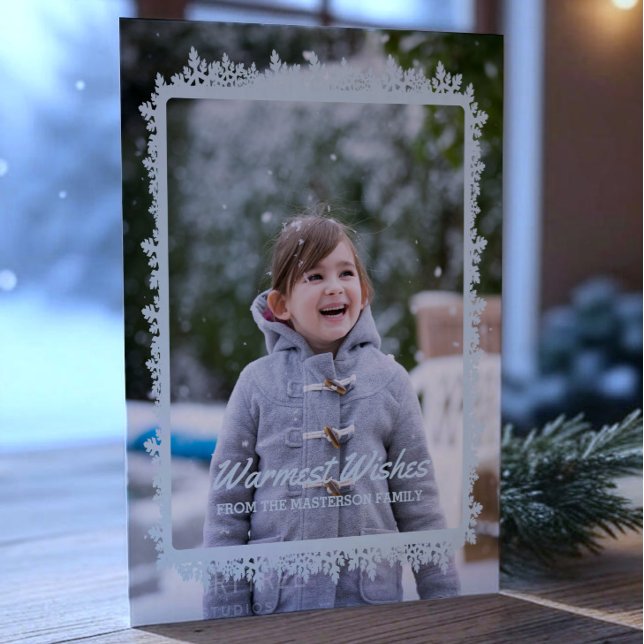 Blue Snowflake Frame Holiday Foto Feiertagskarte (Blue Snowflake Frame Holiday Photo Card)