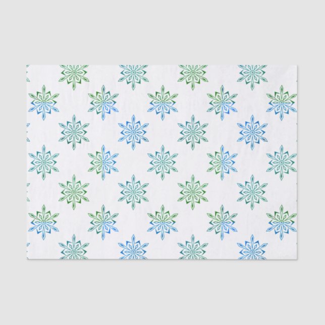 Blue Snowflake Gemustert Seidenpapier (Vorderseite)
