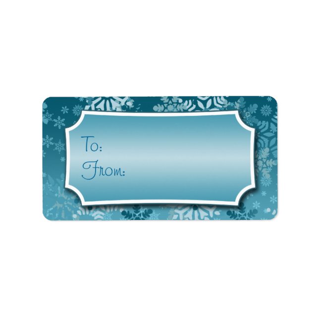 Blue-Snowflake-Geschenk-Tag Adressaufkleber (Vorne)