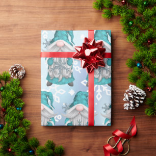 Blue Snowflake Gnome Geschenkpapier