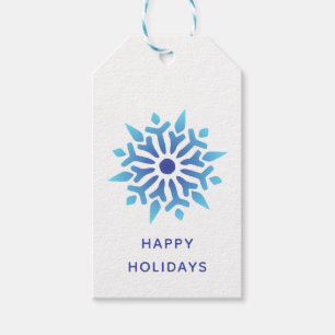 Blue Snowflake Happy Holidays Geschenkanhänger