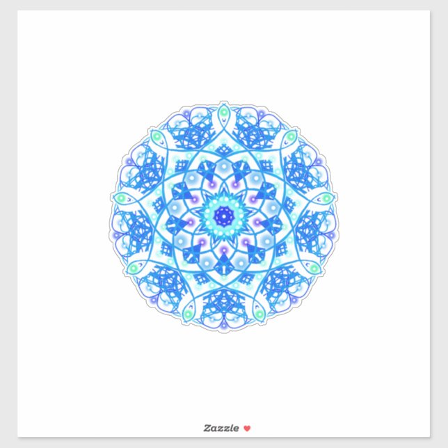 Blue Snowflake Mandala Boho Vinyl Sticker (Blatt)