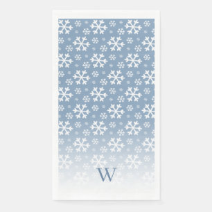 Blue Snowflake Monogram Serviette
