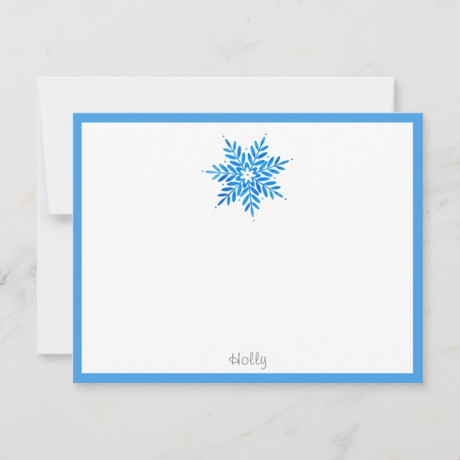Blue Snowflake Note Card Mitteilungskarte (Vorderseite)