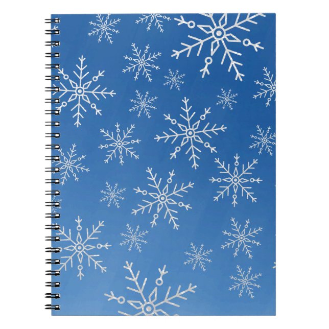 Blue Snowflake Notebook – Winter Aesthetic Journal Notizblock (Vorderseite)