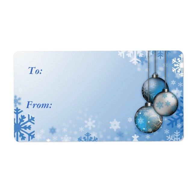 Blue Snowflake Ornamente Geschenkmarke (Vorne)