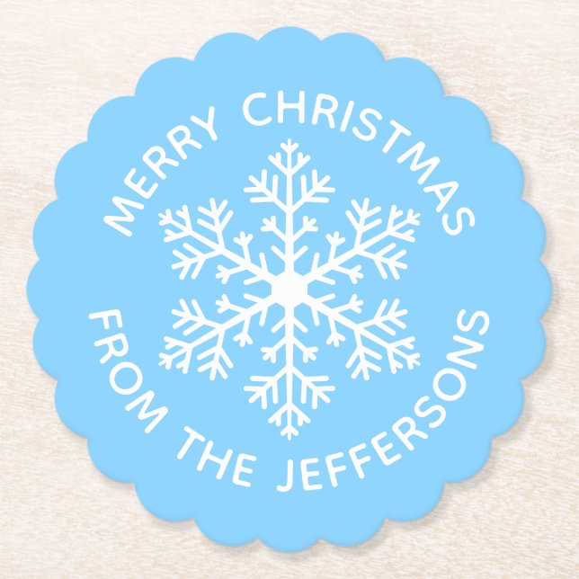 Blue Snowflake Paper Untersetzer (Vorderseite)