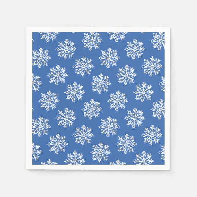 Blue Snowflake Patente Weihnachtsfeiertag Serviette (Vorderseite)