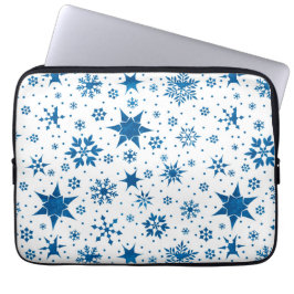Blue Snowflake Pattern Laptopschutzhülle