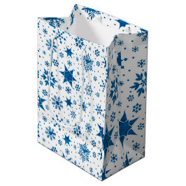 Blue Snowflake Pattern Mittlere Geschenktüte