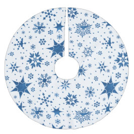 Blue Snowflake Pattern Polyester Weihnachtsbaumdecke