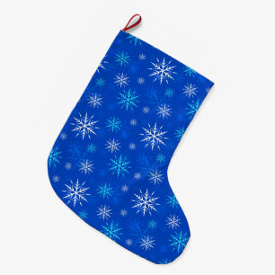 Blue Snowflake Pattern Weihnachten Strumpf Großer Weihnachtsstrumpf