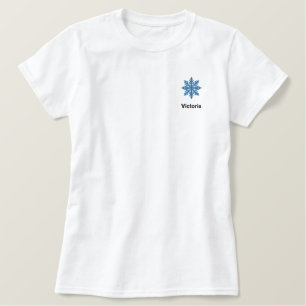 Blue Snowflake Personalisiert Besticktes T-Shirt
