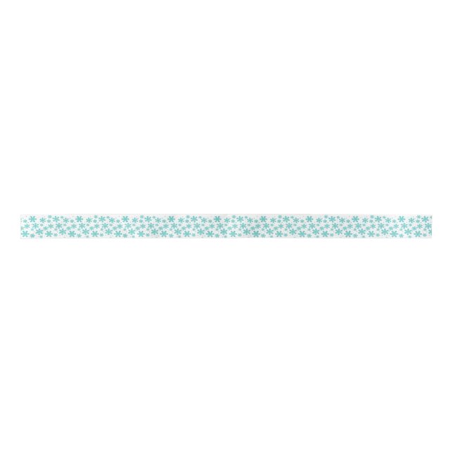 Blue Snowflake Satin Ribbon Satinband (Vorderseite)