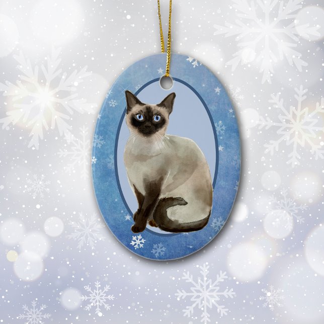 Blue Snowflake Siamese Weihnachten Keramik Ornament (Von Creator hochgeladen)