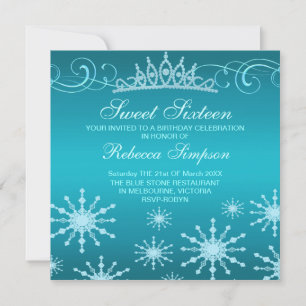 Blue Snowflake & Tiara Design Einladung zum Geburt