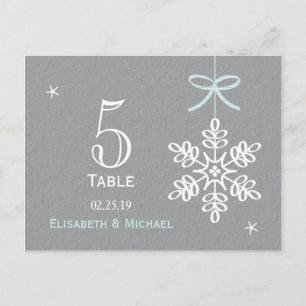 Blue Snowflake Wedding Reception Tischnummer Card