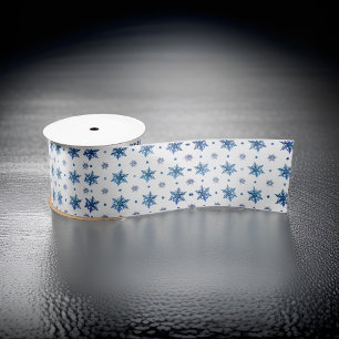 Blue Snowflake Weihnachten Satin Ribbon Satinband