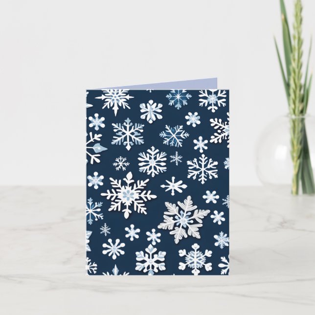 Blue Snowflake Weihnachts-Foto Faltkarte Dankeskarte (Vorderseite)