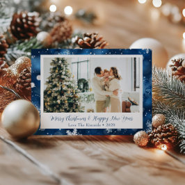 Blue Snowflake Weihnachts-Foto Postcard Feiertagspostkarte