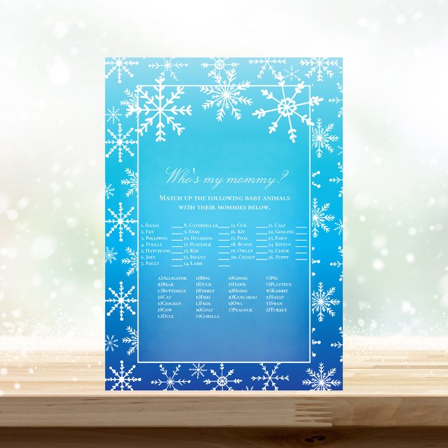 Blue Snowflake Who is My Mommy Baby Shower Game Einladung (Von Creator hochgeladen)