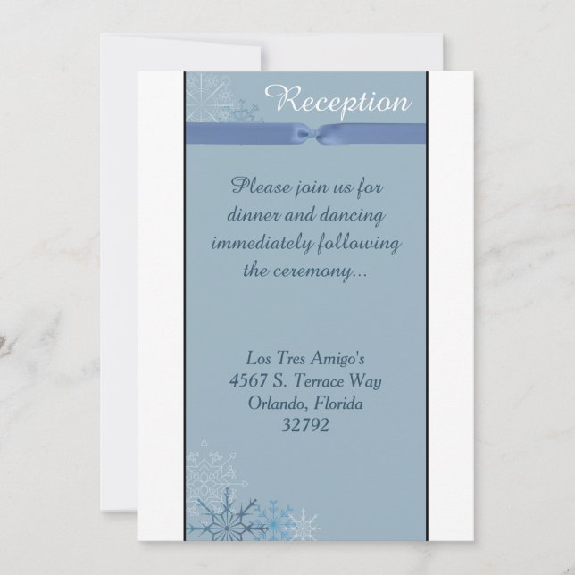 Blue Snowflake Winter 3.12x18 Empfang Card Einladung (Vorderseite)
