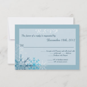 Blue Snowflake Winter 3.5x5 R.S.V.P. Antwortkarte Einladung