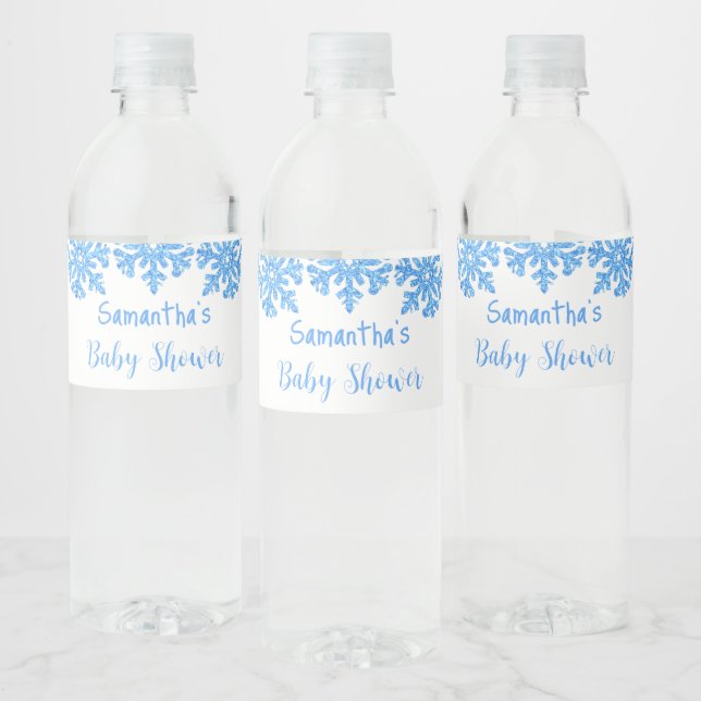 Blue Snowflake Winter Boy Baby Dusche (Flaschen)
