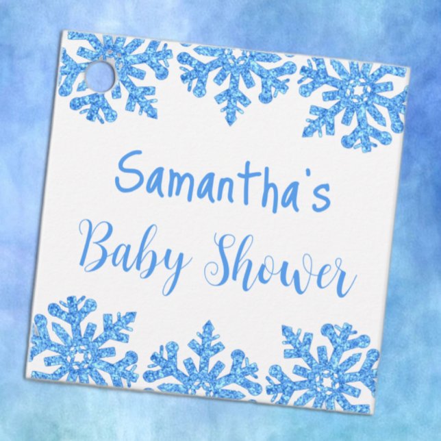 Blue Snowflake Winter Boy Baby Dusche Geschenkanhänger (Von Creator hochgeladen)