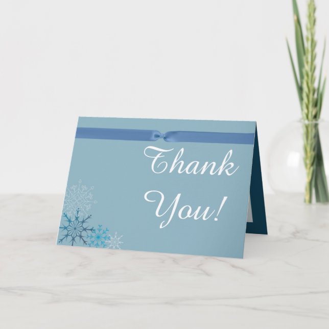 Blue Snowflake Winter geklappt Danke Karte (Vorderseite)