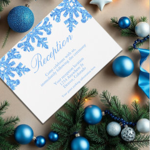 Blue Snowflake Winter Hochzeit Empfang Begleitkarte