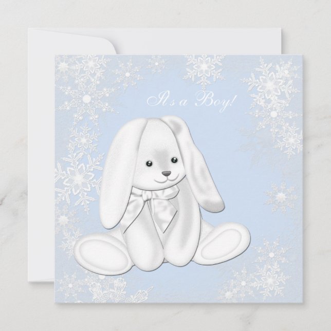 Blue Snowflake Winter Wonderland Baby Boy Dusche Einladung (Vorderseite)