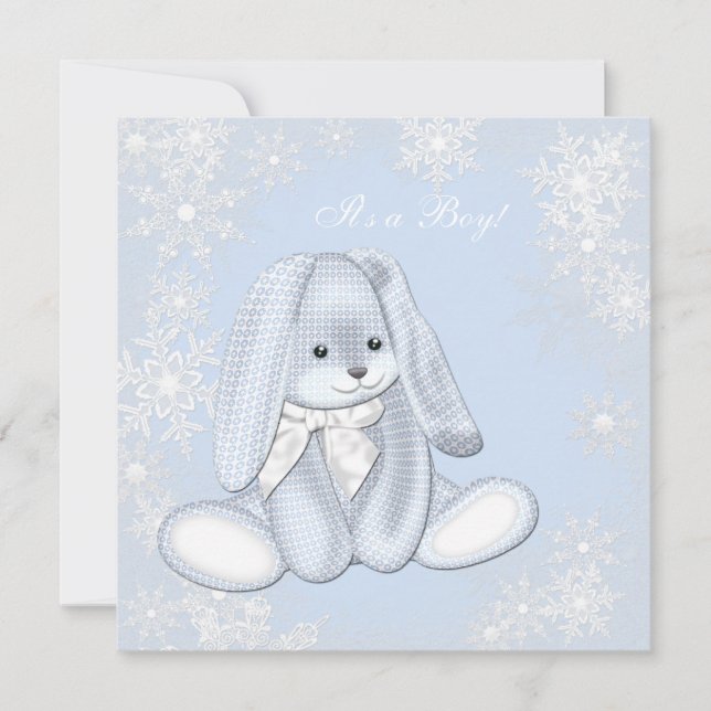Blue Snowflake Winter Wonderland Baby Boy Dusche Einladung (Vorderseite)