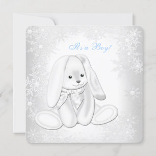 Blue Snowflake Winter Wonderland Baby Boy Dusche Einladung
