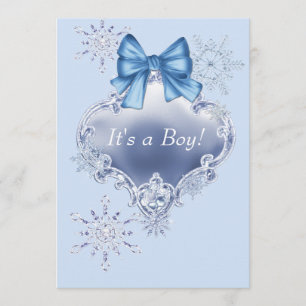 Blue Snowflake Winter Wonderland Baby Dusche Einladung
