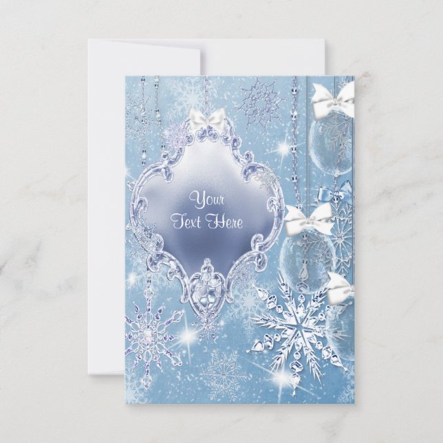 Blue Snowflake Winter Wonderland UAWG RSVP Karte (Vorderseite)