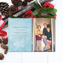 Blue Snowflake Wirbel Foto Flat Card Feiertagskarte