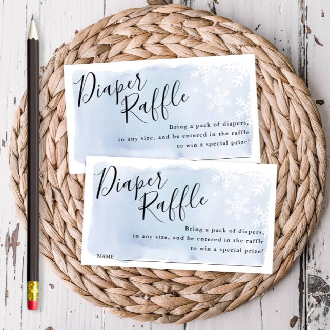Blue Snowflakes Baby Duschkabine Raffle Ticket Begleitkarte (Von Creator hochgeladen)