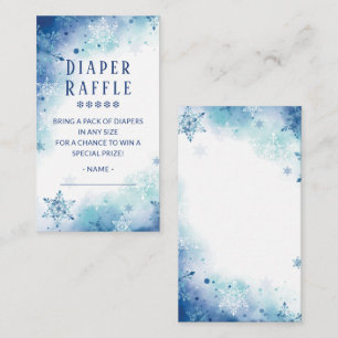 Blue Snowflakes Baby Showdusche Windeln Raffle Tic Begleitkarte