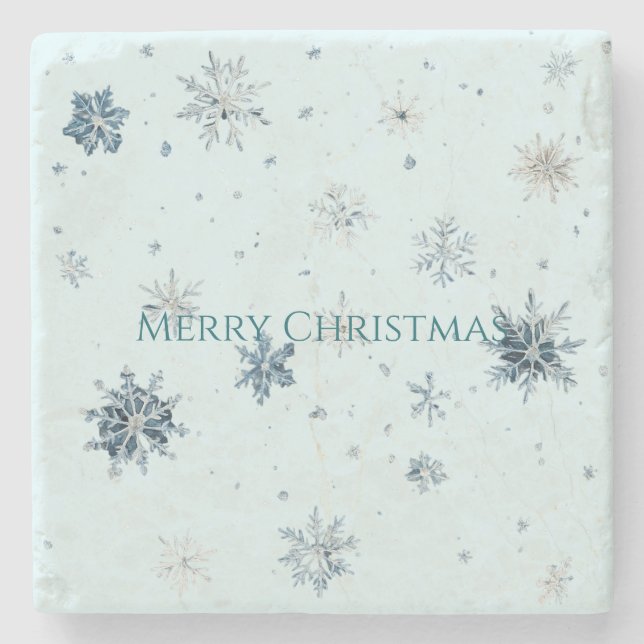 Blue Snowflakes Christmas  Steinuntersetzer (Vorderseite)
