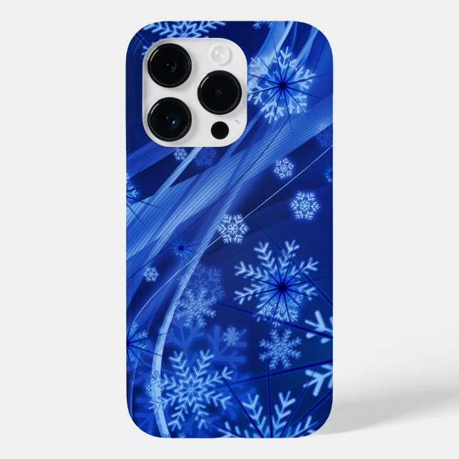 Blue Snowflakes Christmas Swirl Case-Mate iPhone 14 Pro Hülle (Rückseite)