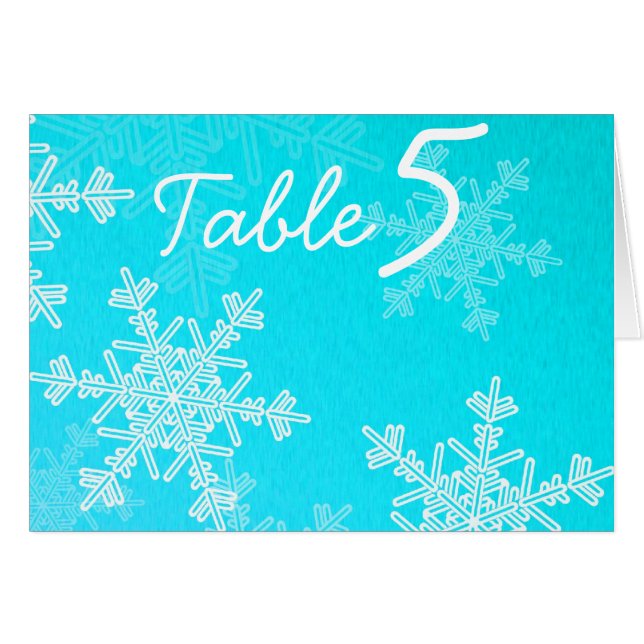 Blue Snowflakes Christmas Table Numéro Carte (Devant horizontal)