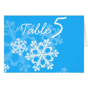 Blue Snowflakes Christmas Table Numéro Carte