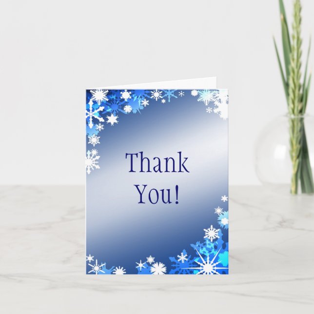 Blue Snowflakes Dankeschön Card Dankeskarte (Vorderseite)